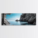 Coastal Cove, Ocean Escape, Blue Seascape, Nature View, Framed Canvas Print, Coastal Wall Decor, Bathroom Art, Nautical Beach Art