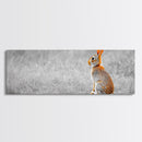 Orange Rabbit, Grass Field, Whimsical Nature, Framed Canvas Print, kids room wall art, nursery animal print, neutral nursery, woodland boho