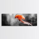 Jellyfish Glow, Ocean Depths, Abstract Sea Life, Framed Canvas Print, marine animal art, coastal bathroom decor, modern underwater wall art