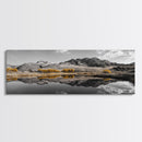 Yellow Trees, Mirror Lake, Majestic Mountains, Canvas Print, Fall Wall Art, Nature Photography, Peaceful Landscape Decor