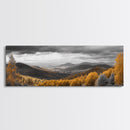 Fall Hills, Autumn Forest, Moody Landscape, Rolling Mountains, Framed Canvas Print, Cabin Wall Art, Nature Photography, Cozy Home Decor
