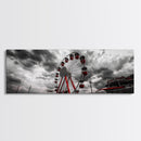 Ferris Wheel, Carnival Ride, Stormy Sky, Fairground Scene, Framed Canvas Print, Retro Wall Art, Teen Bedroom Decor, Industrial Urban Style