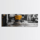 Yellow Metal Lever, Industrial Machine Detail, Workshop Photography, Gritty Rustic Vibe, Canvas Print, Garage Wall Art, Urban Loft Decor