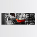 Red Cooking Pot, Steamy Kitchen Scene, Culinary Art Moment, Framed Canvas Print, Kitchen Wall Art, Modern Home Decor, Foodie Gift