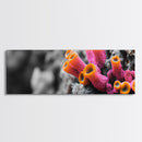 Neon Coral Closeup, Vibrant Underwater Detail, Oceanic Texture Wall Art, Framed Canvas Print, Bathroom Decor, Coastal Modern Style