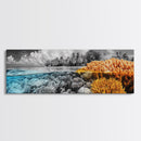 Island Coral Split, Tropical Ocean Scene, Half Above Below Water, Framed Canvas Print, Living Room Wall Art, Beach Boho Decor
