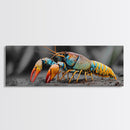 Rainbow Lobster Macro, Exotic Crustacean Art, Vivid Ocean Creature, Framed Canvas Print, Kitchen Wall Art, Coastal Nature Decor