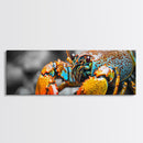 Closeup Lobster Claws, Colorful Sea Creature Art, Bold Detail Nature Print, Framed Canvas Print, Kitchen Wall Art, Tropical Coastal Decor
