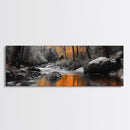 Autumn River Scene, Fall Forest Landscape, Tranquil Waters, Framed Canvas Print, Rustic Wall Art, Cabin Decor, Moody Photography