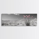 Desert Bloom Flowers, Pink Wildflower Landscape, Nature Wall Art, Framed Canvas Print, Boho Decor, Feminine Desert Bedroom Aesthetic