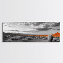 Arizona Desert Cactus, Orange Sunset Landscape, Saguaro Art, Framed Canvas Print, Western Wall Decor, Rustic Living Room Accent