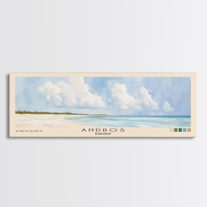 Andros, Bahamas Watercolor Beach Print, Vacation Gift, Bahamas Wall Art, Framed Canvas Print, Framed Beach Painting