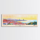 Qingdao, China Watercolor Beach Print, Vacation Gift, China Wall Art, Framed Canvas Print, Framed Beach Painting