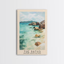 The Baths, British Virgin Islands Watercolor Beach Print, Vacation Gift, British Virgin Islands Wall Art, Framed Canvas Print, Framed Beach Painting