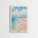 Blue Lagoon Island, Bahamas Watercolor Print, Vacation Gift, Bahamas Wall Art, Beach Painting, Beach Decor, Large Wall Art, Wood Frame Art