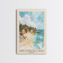 Dunn’s River Falls Beach, Jamaica Watercolor Print, Vacation Gift, Jamaica Wall Art, Beach Painting, Beach Decor, Large Wall Art, Wood Frame Art
