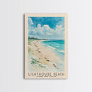 Lighthouse Beach, Turks and Caicos Watercolor Beach Print, Vacation Gift, Turks and Caicos Wall Art, Framed Canvas Print, Framed Beach Painting