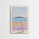 Pitt Island, New Zealand Watercolor Beach Print, Vacation Gift, New Zealand Wall Art, Framed Canvas Print, Framed Beach Painting