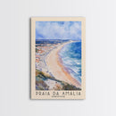 Praia da Amália, Portugal Watercolor Beach Print, Vacation Gift, Portugal Wall Art, Framed Canvas Print, Framed Beach Painting