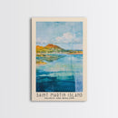 Saint Martin Island, France and Holland Watercolor Beach Print, Vacation Gift, France and Holland Wall Art, Framed Canvas Print, Framed Beach Painting