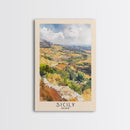 Sicily, Italy Watercolor Beach Print, Vacation Gift, Italy Wall Art, Framed Canvas Print, Framed Beach Painting