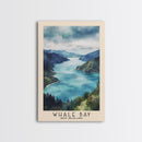 Whale Bay, New Zealand Watercolor Print, Vacation Gift, New Zealand Wall Art, Beach Painting, Beach Decor, Large Wall Art, Wood Frame Art