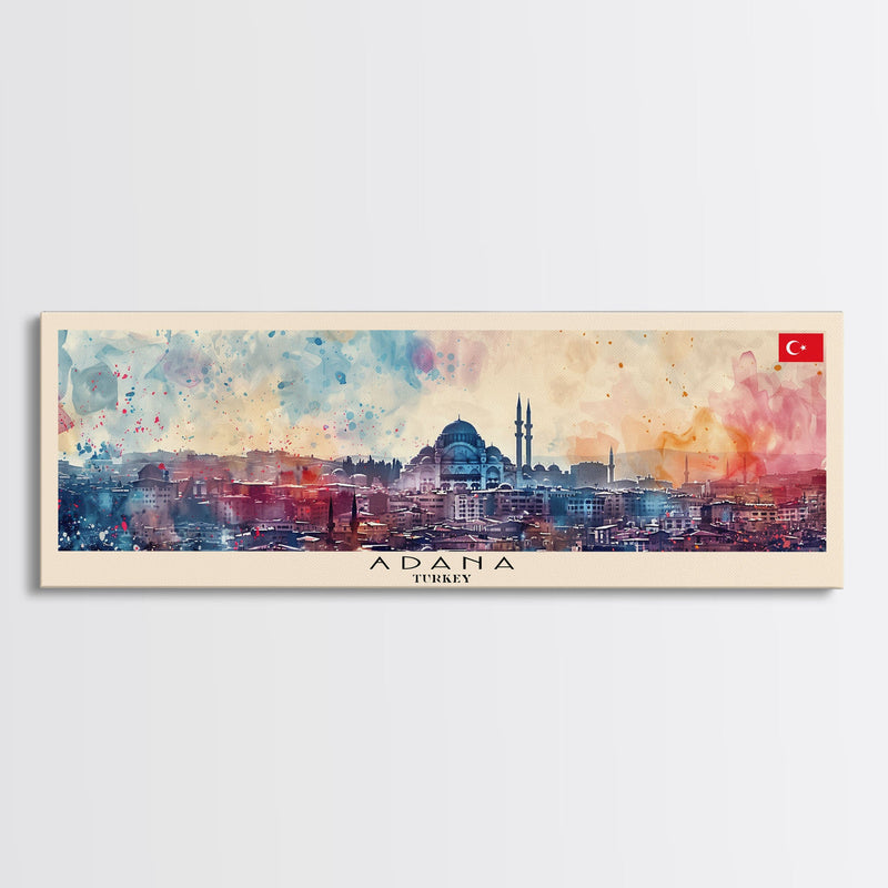 Adana Turkey  Travel Art, City Art, Framed Canvas Print or Metal Wall Art, Europe Travel Poster, Panoramic Wall Art, Extra Wide Wall Art