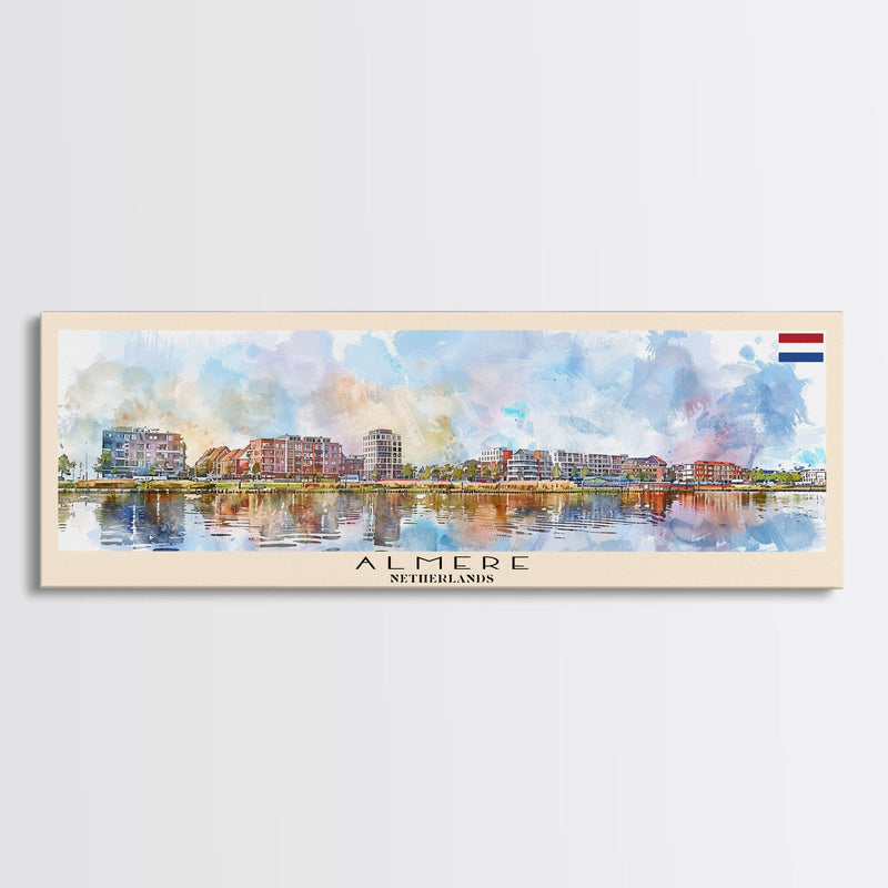 Almere Netherlands Wall Art, Panoramic Travel Poster, Panoramic Framed Canvas Print, City Wall Art, Wall Hanging Home Decor, Travel Art