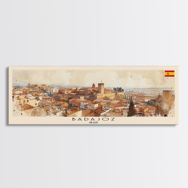 Badajoz Spain Wall Art, Panoramic Travel Poster, Panoramic Framed Canvas Print, City Wall Art, Wall Hanging Home Decor, Travel Art