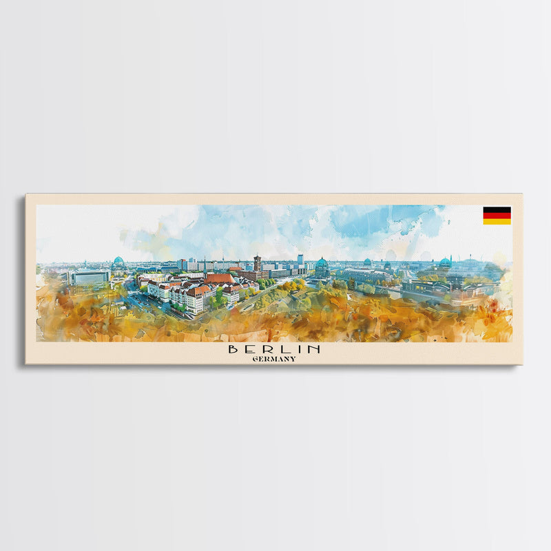 Berlin Germany Travel Print Wall Art, Panoramic City Art, Travel Art, Wall Decor, Vacation Gift, Framed Canvas Print Or Metal Art