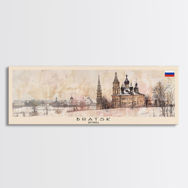 Bratsk Russia Travel Print Wall Art, Panoramic City Art, Travel Art, Wall Decor, Vacation Gift, Framed Canvas Print Or Metal Art