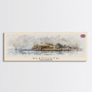 Plymouth United Kingdom Panoramic Travel Poster, Framed Canvas Print or Metal Wall Art, Travel Art, Home Decor, Panoramic Painting, Midcentury Art