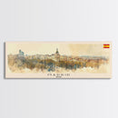 Madrid Spain Panoramic Travel Poster, Framed Canvas Print or Metal Wall Art, Travel Art, Home Decor, Panoramic Painting, Midcentury Art
