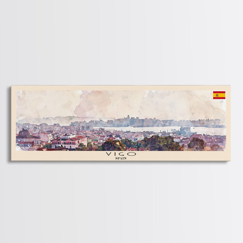 Vigo Spain Wall Art, Panoramic Travel Poster, Panoramic Framed Canvas Print, City Wall Art, Wall Hanging Home Decor, Travel Art