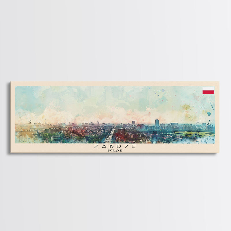 Zabrze Poland Wall Art, Panoramic Travel Poster, Panoramic Framed Canvas Print, City Wall Art, Wall Hanging Home Decor, Travel Art