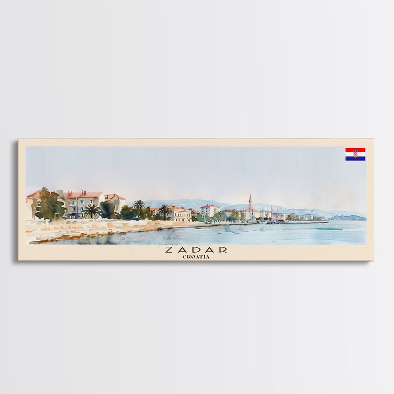 Zadar Croatia Travel Print Wall Art, Panoramic City Art, Travel Art, Wall Decor, Vacation Gift, Framed Canvas Print Or Metal Art