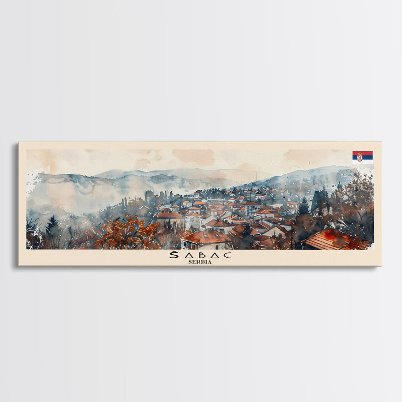 Å abac Serbia Wall Art, Panoramic Travel Poster, Panoramic Framed Canvas Print, City Wall Art, Wall Hanging Home Decor, Travel Art