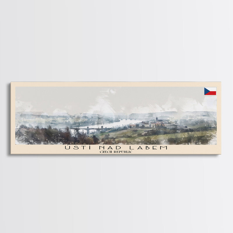 ÃšstÃ­ nad Labem Czech Republic Wall Art, Panoramic Travel Poster, Panoramic Framed Canvas Print, City Wall Art, Wall Hanging Home Decor, Travel Art