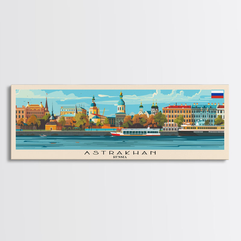 Astrakhan Russia Travel Print Wall Art, Panoramic City Art, Travel Art, Wall Decor, Vacation Gift, Framed Canvas Print Or Metal Art