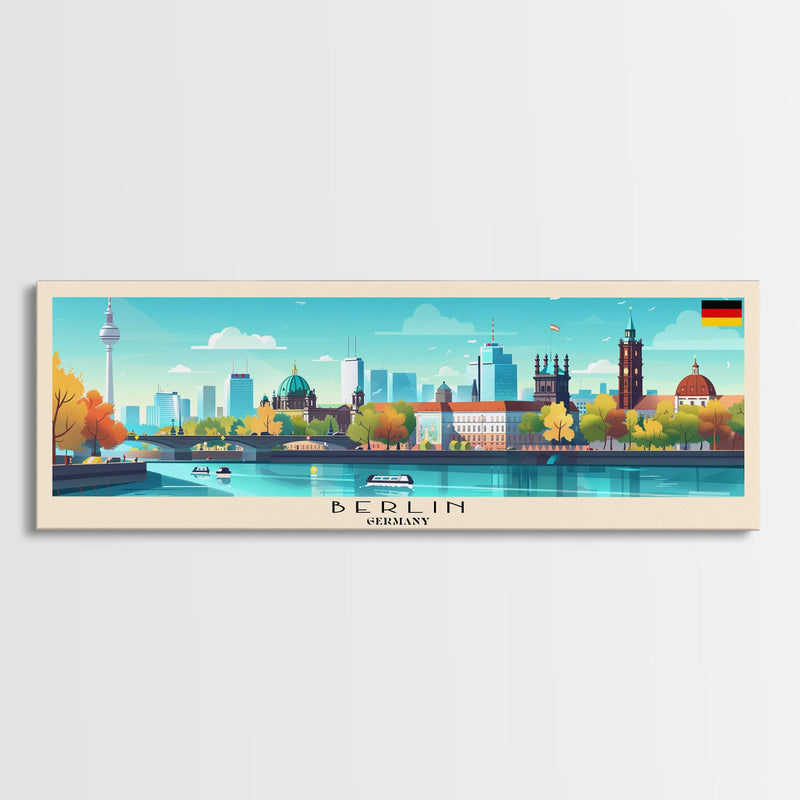 Berlin Germany Travel Print Wall Art, Panoramic City Art, Travel Art, Wall Decor, Vacation Gift, Framed Canvas Print Or Metal Art