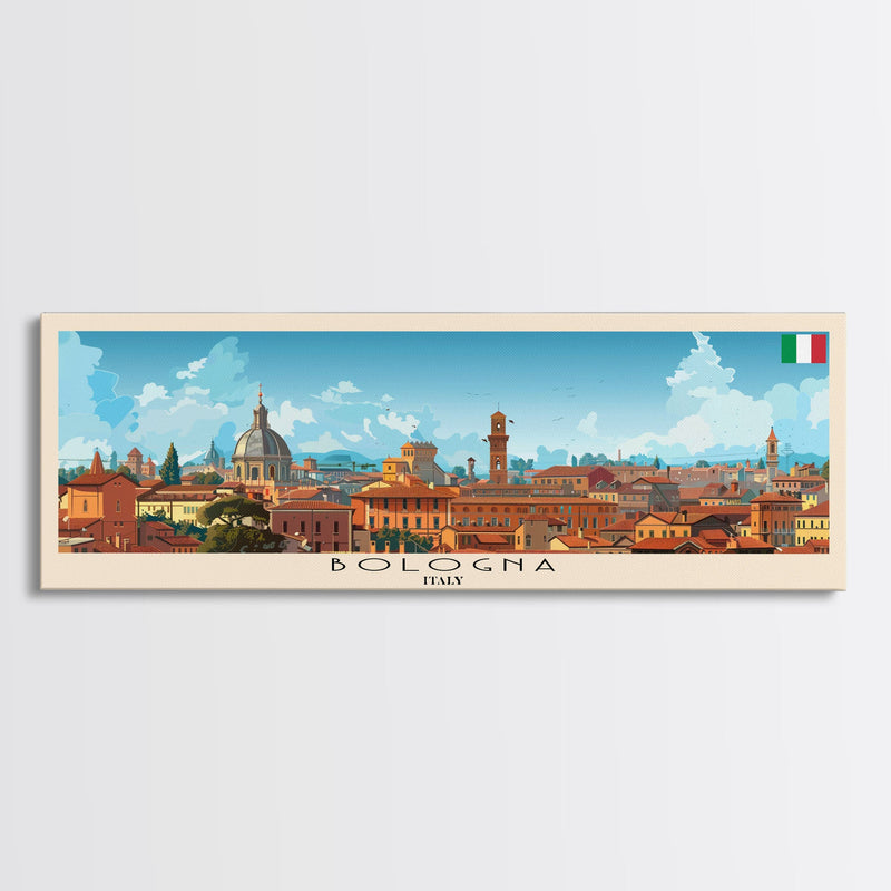 Bologna Italy Wall Art, Panoramic Travel Poster, Panoramic Framed Canvas Print, City Wall Art, Wall Hanging Home Decor, Travel Art