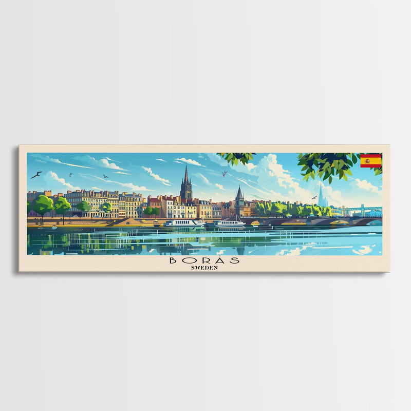 BorÃ¥s Sweden Travel Art, City Art, Framed Canvas Print or Metal Wall Art, Europe Travel Poster, Panoramic Wall Art, Extra Wide Wall Art