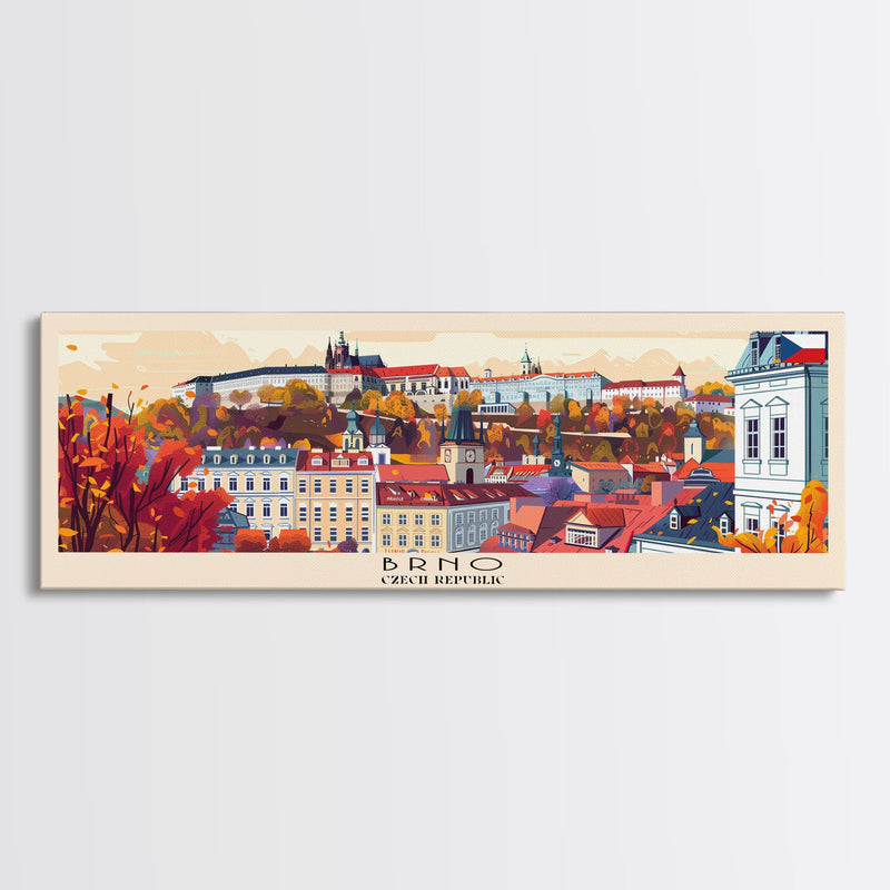 Brno CzechRepublic art Travel Print Wall Art, Panoramic City Art, Travel Art, Wall Decor, Vacation Gift, Framed Canvas Print Or Metal Art