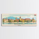 Debrecen Hungary Panoramic Travel Poster, Framed Canvas Print or Metal Wall Art, Travel Art, Home Decor, Panoramic Painting, Midcentury Art