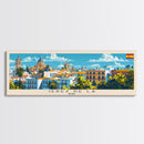 Jerez D eLa Frontera Spain Panoramic Travel Poster, Framed Canvas Print or Metal Wall Art, Travel Art, Home Decor, Panoramic Painting, Midcentury Art