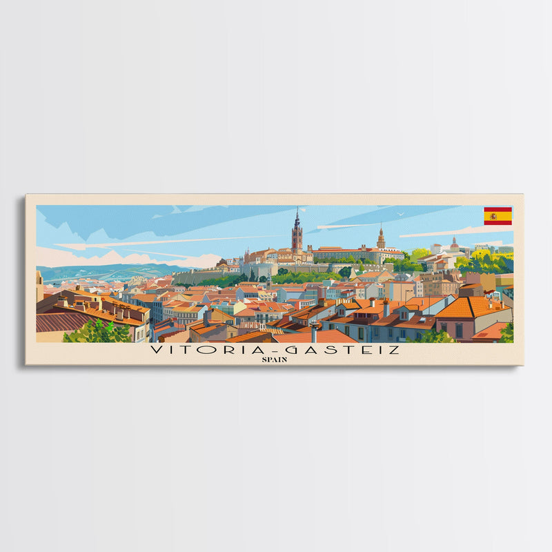 Vitoria Gasteiz Spain Travel Art, City Art, Framed Canvas Print or Metal Wall Art, Europe Travel Poster, Panoramic Wall Art, Extra Wide Wall Art