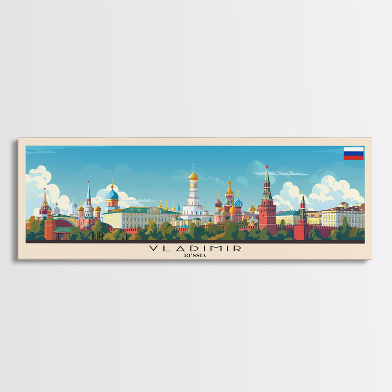 Vladimir Russia Wall Art, Panoramic Travel Poster, Panoramic Framed Canvas Print, City Wall Art, Wall Hanging Home Decor, Travel Art