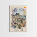 Alicante Spain Coastal City Travel Poster Art, Framed Canvas Print, Stunning Wall Art for Living Room, Bedroom Decor, Home Decoration