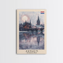 Arnhem Netherlands Travel Poster Framed Canvas Print, Wall Art, Home Decor, Vacation Print, Watercolor Painting, Cityscape Art