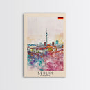 Berlin Germany Travel Poster Framed Canvas Print, Modern Art, Home Decor, Wall Art, Minimalist Travel Print, Cityscape Art